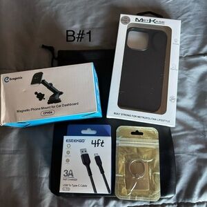 Metkase Black Phone Case with Accessories Bundle